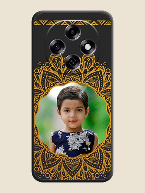 Custom Round Image with Floral Design On Space Black Custom Soft Matte Mobile Back Cover - Oppo F31 Pro 5G