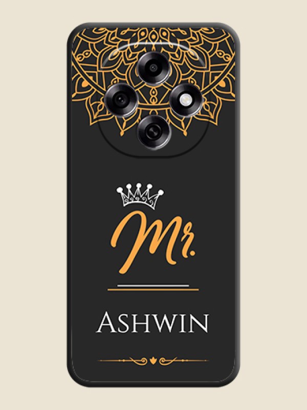 Custom Mr Name with Floral Design On Space Black Custom Soft Matte Mobile Back Cover - Oppo F31 Pro 5G