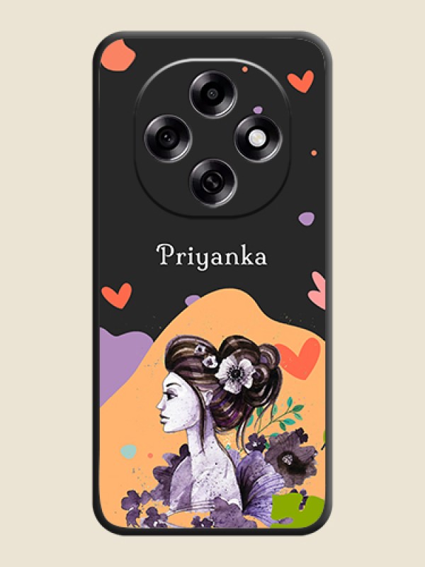 Custom Namecase For Her With Fancy Lady Image On Space Black Custom Soft Matte Mobile Back Cover - Oppo F31 Pro 5G