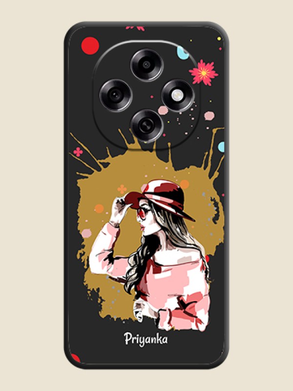Custom Mordern Lady With Color Splash Background With Custom Text On Space Black Custom Soft Matte Mobile Back Cover - Oppo F31 Pro 5G
