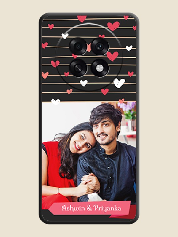 Custom Love Pattern with Name on Pink Ribbon on Photo On Space Black Custom Soft Matte Mobile Back Cover - Oppo F31 Pro Plus 5G