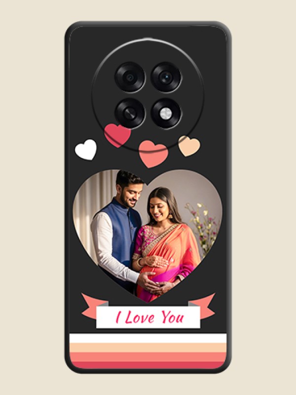 Custom Love Shaped Photo with Colorful Stripes On Space Black Custom Soft Matte Mobile Back Cover - Oppo F31 Pro Plus 5G