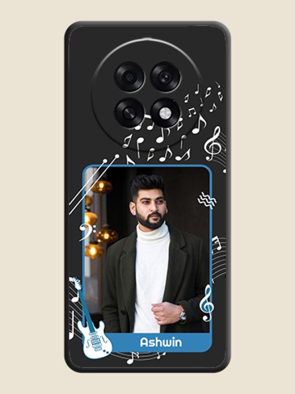 Custom Musical Theme Design with Text on Photo On Space Black Custom Soft Matte Mobile Back Cover - Oppo F31 Pro Plus 5G