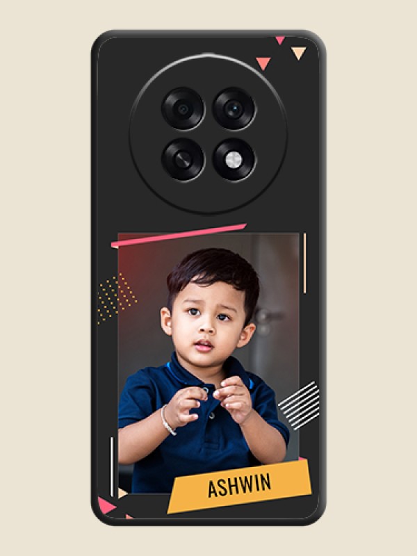 Custom Photo Frame with Triangle Small Dots on Photo On Space Black Custom Soft Matte Mobile Back Cover - Oppo F31 Pro Plus 5G