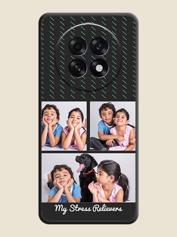 Custom Cross Dotted Pattern with 2 Image Holder On Space Black Custom Soft Matte Mobile Back Cover - Oppo F31 Pro Plus 5G