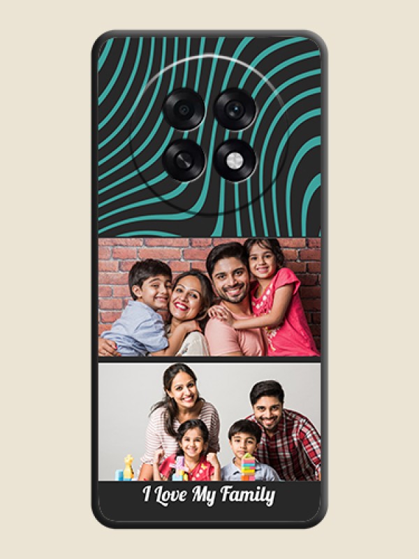 Custom Wave Pattern with 2 Image Holder On Space Black Custom Soft Matte Mobile Back Cover - Oppo F31 Pro Plus 5G