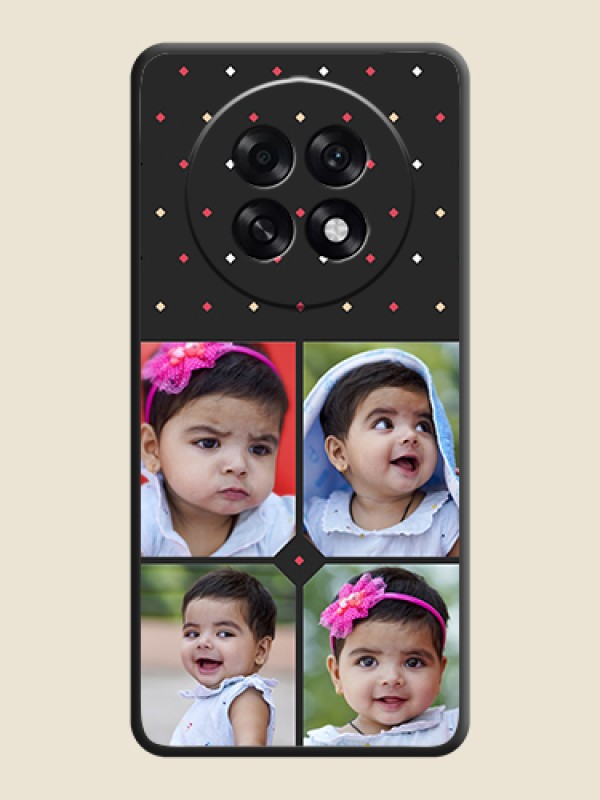 Custom Multicolor Dotted Pattern with 4 Image Holder On Space Black Custom Soft Matte Mobile Back Cover - Oppo F31 Pro Plus 5G