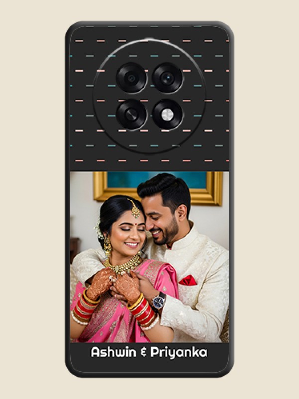 Custom Line Pattern Design with Text On Space Black Custom Soft Matte Mobile Back Cover - Oppo F31 Pro Plus 5G