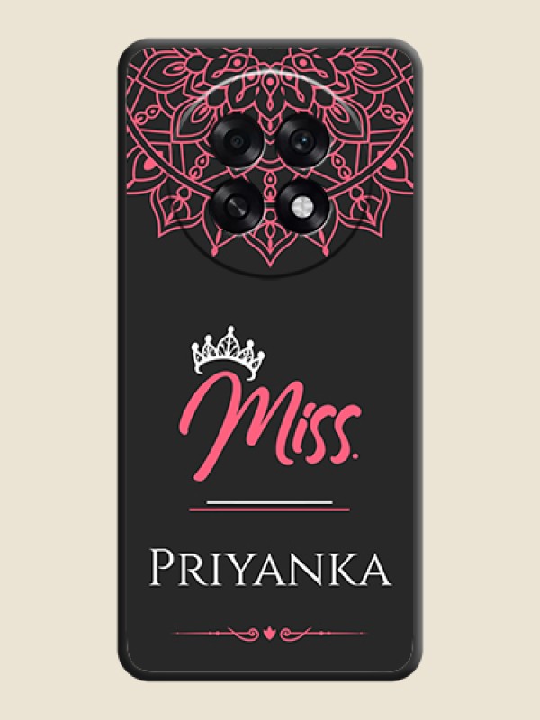 Custom Mrs Name with Floral Design On Space Black Custom Soft Matte Mobile Back Cover - Oppo F31 Pro Plus 5G