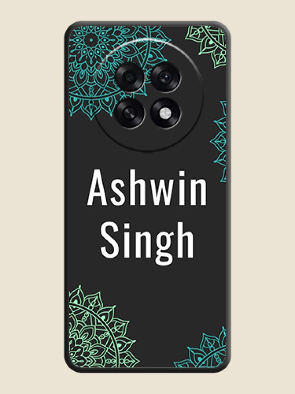 Custom Your Name with Floral Design On Space Black Custom Soft Matte Mobile Back Cover - Oppo F31 Pro Plus 5G