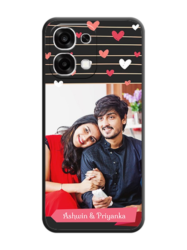 Custom Love Pattern with Name on Pink Ribbon on Photo On Space Black Custom Soft Matte Mobile Back Cover - Oppo F33 5G