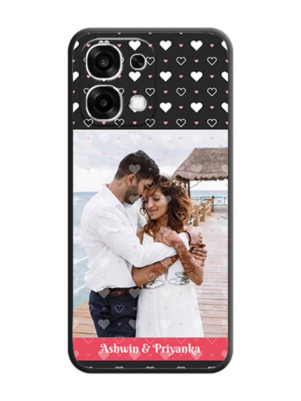 Custom White Color Love Symbols with Text Design on Photo On Space Black Custom Soft Matte Mobile Back Cover - Oppo F33 5G