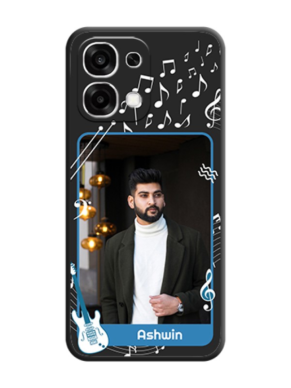 Custom Musical Theme Design with Text on Photo On Space Black Custom Soft Matte Mobile Back Cover - Oppo F33 5G