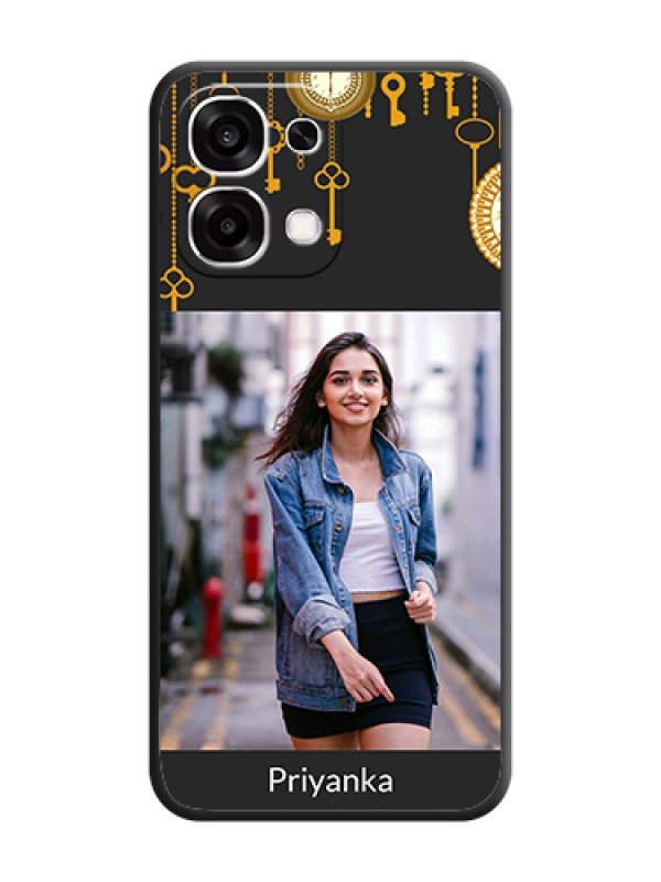 Custom Decorative Design with Text On Space Black Custom Soft Matte Mobile Back Cover - Oppo F33 5G