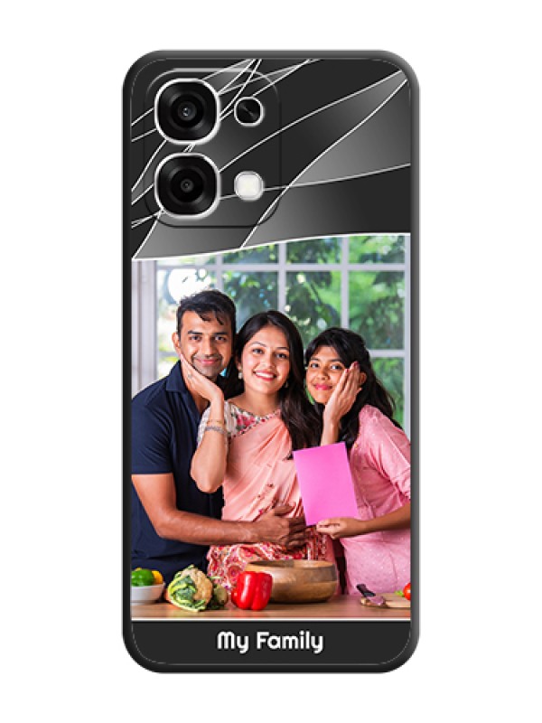 Custom Mixed Wave Lines on Photo On Space Black Custom Soft Matte Mobile Back Cover - Oppo F33 5G