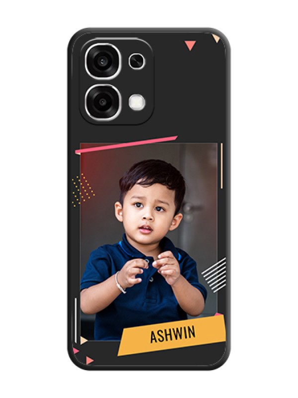 Custom Photo Frame with Triangle Small Dots on Photo On Space Black Custom Soft Matte Mobile Back Cover - Oppo F33 5G