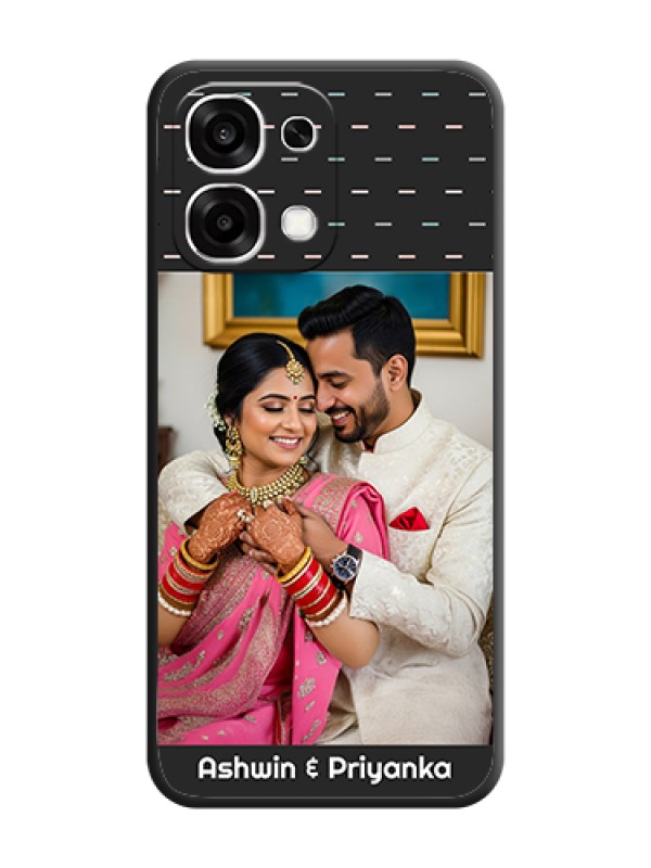 Custom Line Pattern Design with Text On Space Black Custom Soft Matte Mobile Back Cover - Oppo F33 5G