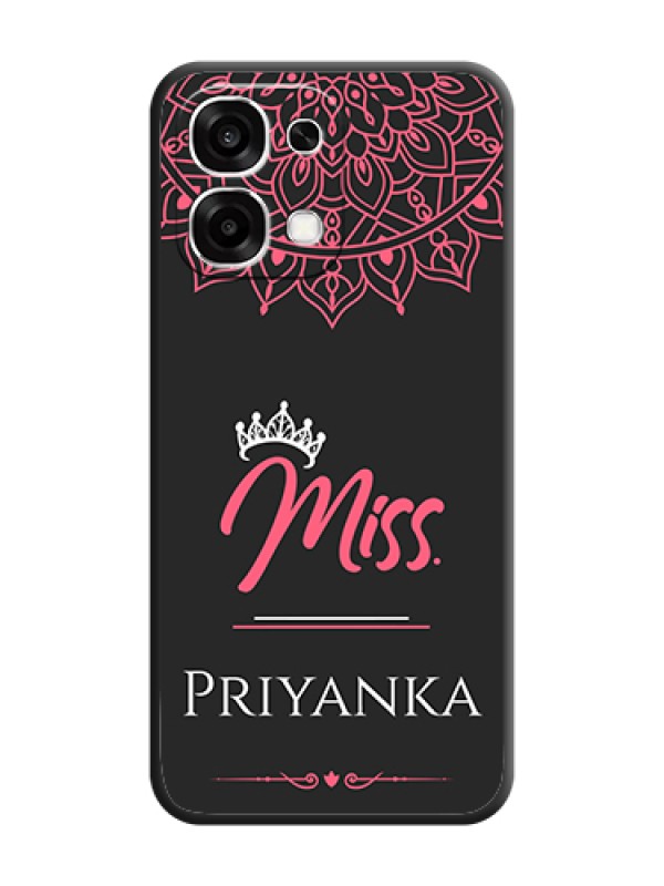 Custom Mrs Name with Floral Design On Space Black Custom Soft Matte Mobile Back Cover - Oppo F33 5G