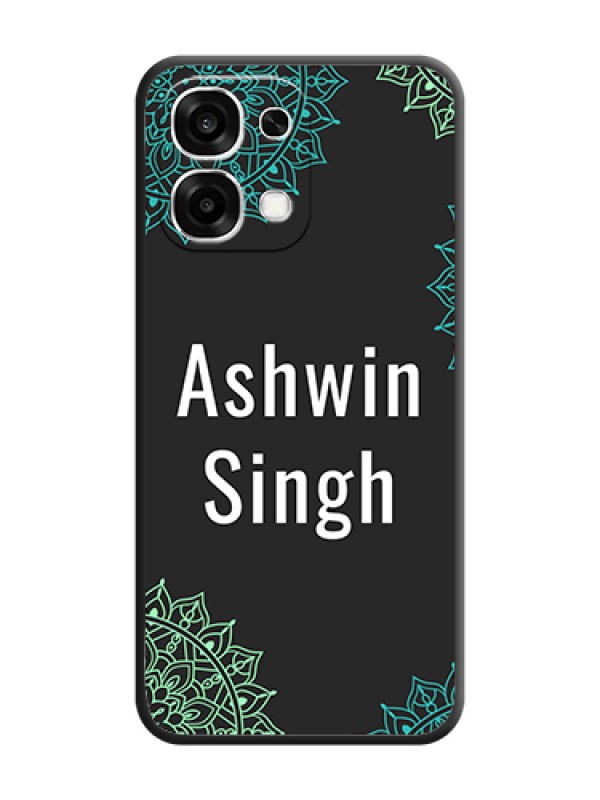 Custom Your Name with Floral Design On Space Black Custom Soft Matte Mobile Back Cover - Oppo F33 5G