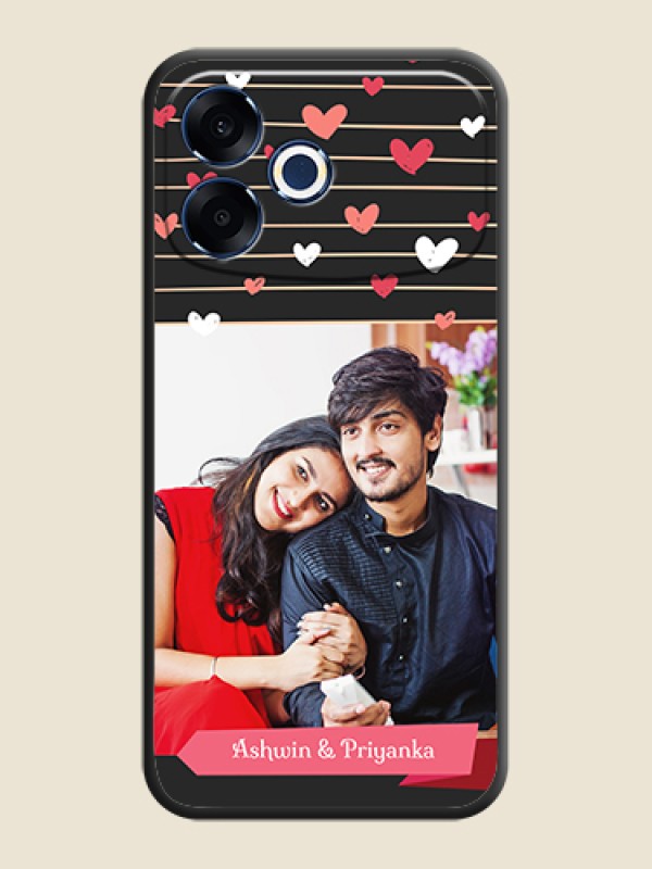 Custom Love Pattern with Name on Pink Ribbon on Photo On Space Black Custom Soft Matte Mobile Back Cover - Oppo F33 Pro 5G