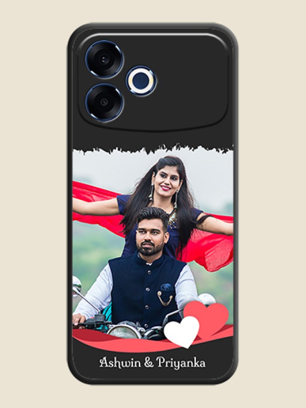 Custom Pin Color Love Shaped Ribbon Design with Text On Space Black Custom Soft Matte Mobile Back Cover - Oppo F33 Pro 5G