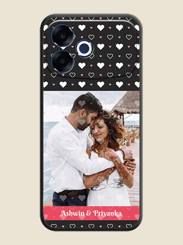 Custom White Color Love Symbols with Text Design on Photo On Space Black Custom Soft Matte Mobile Back Cover - Oppo F33 Pro 5G