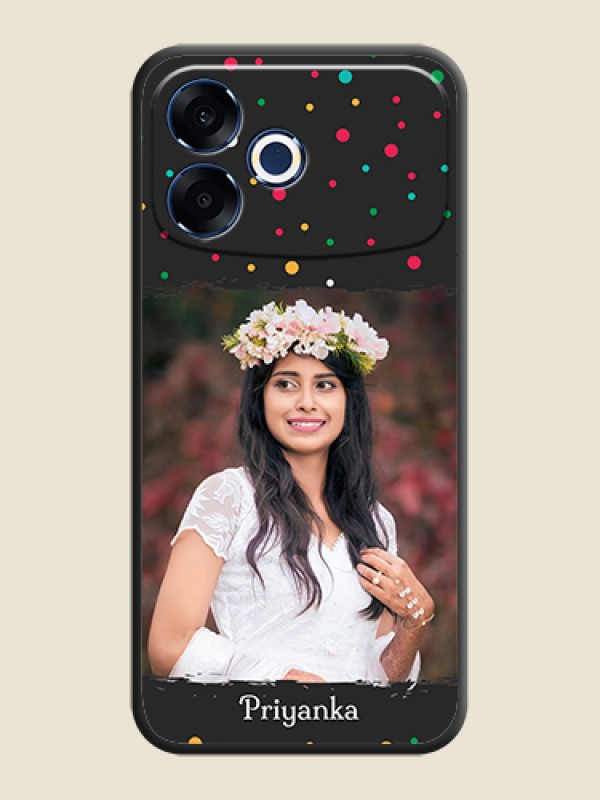 Custom Multicolor Dotted Pattern with Text On Space Black Custom Soft Matte Mobile Back Cover - Oppo F33 Pro 5G