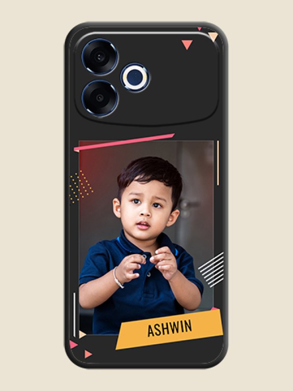 Custom Photo Frame with Triangle Small Dots on Photo On Space Black Custom Soft Matte Mobile Back Cover - Oppo F33 Pro 5G