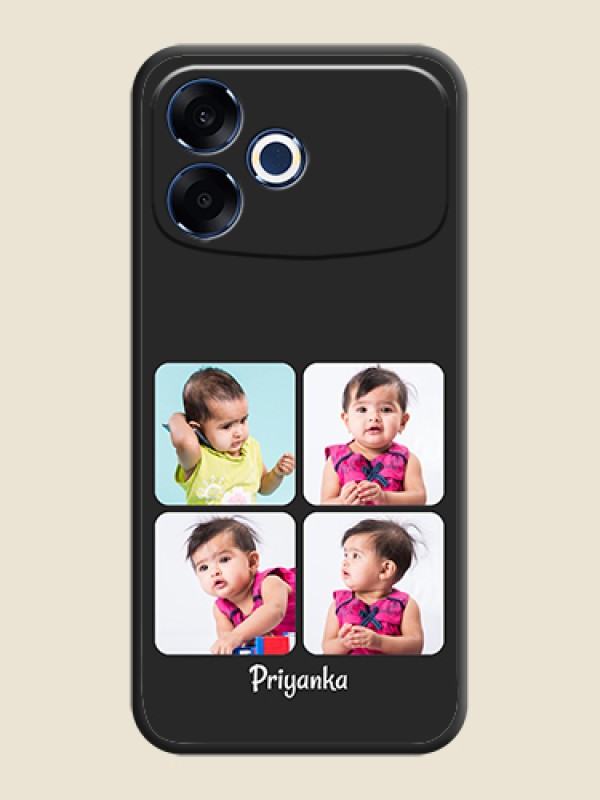 Custom Floral Art with 6 Image Holder on Photo On Space Black Custom Soft Matte Mobile Back Cover - Oppo F33 Pro 5G