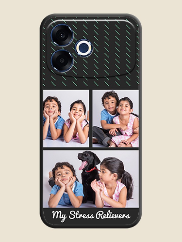 Custom Cross Dotted Pattern with 2 Image Holder On Space Black Custom Soft Matte Mobile Back Cover - Oppo F33 Pro 5G