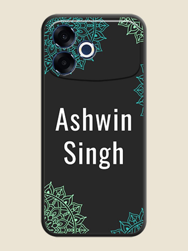 Custom Your Name with Floral Design On Space Black Custom Soft Matte Mobile Back Cover - Oppo F33 Pro 5G