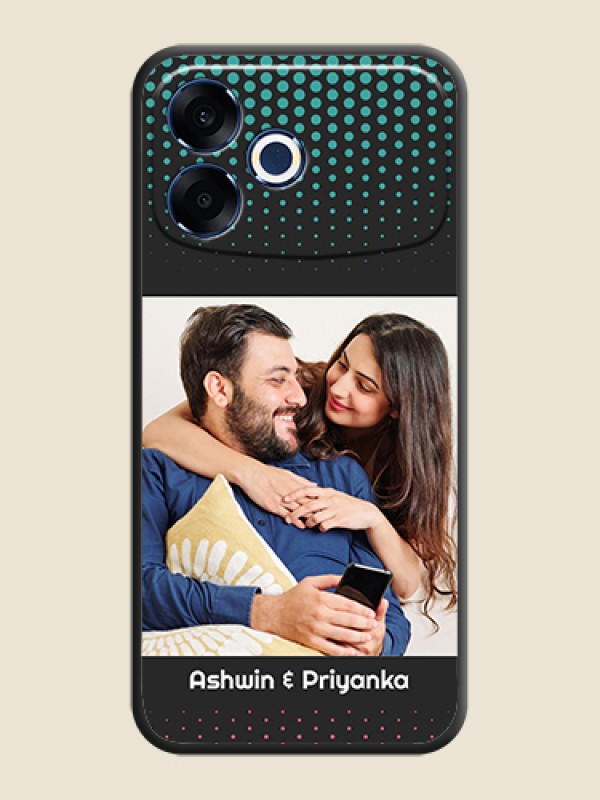 Custom Faded Dots with Grunge Photo Frame and Text On Space Black Custom Soft Matte Mobile Back Cover - Oppo F33 Pro 5G