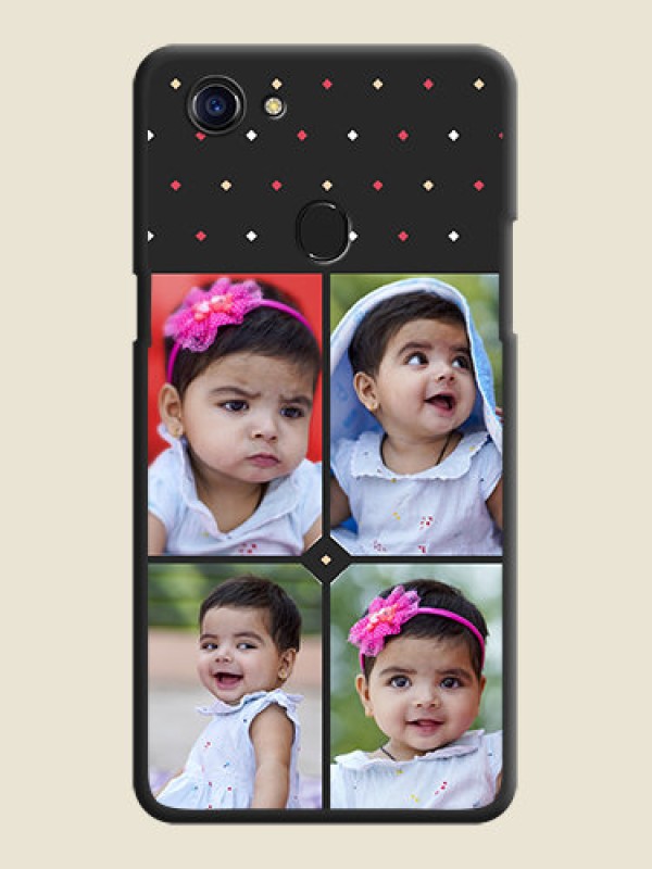 Custom Multicolor Dotted Pattern with 4 Image Holder on Space Black Custom Soft Matte Phone Cases - Oppo F5 Youth