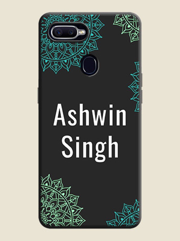 Custom Your Name with Floral Design on Space Black Custom Soft Matte Back Cover - Oppo F9 Pro