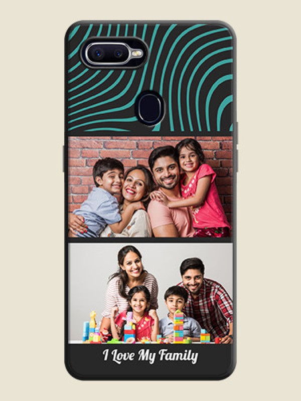 Custom Wave Pattern with 2 Image Holder on Space Black Personalized Soft Matte Phone Covers - Oppo F9