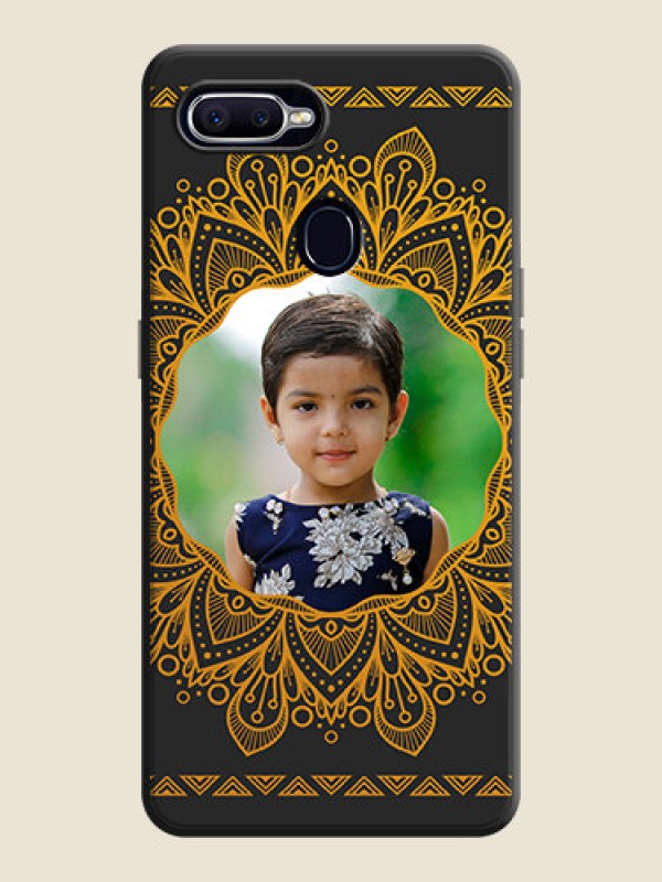 Custom Round Image with Floral Design - Photo on Space Black Soft Matte Mobile Cover - Oppo F9