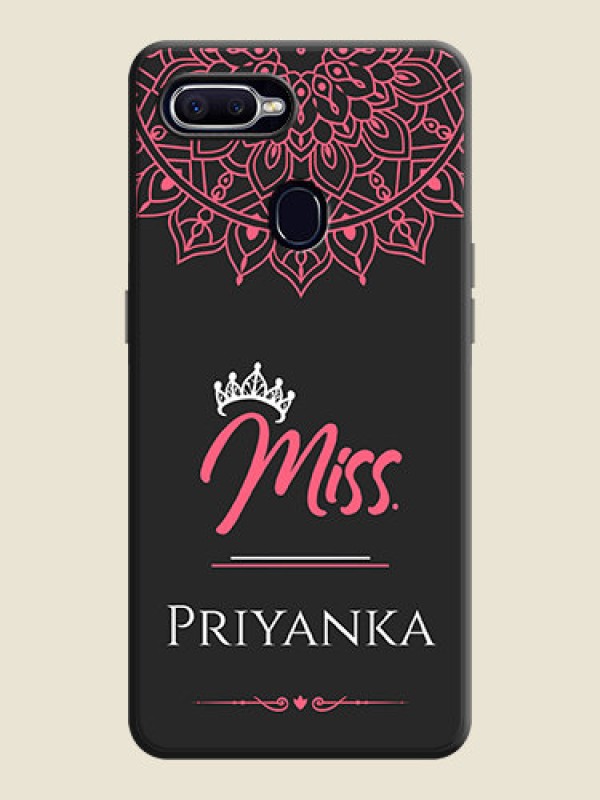Custom Mrs Name with Floral Design on Space Black Personalized Soft Matte Phone Covers - Oppo F9