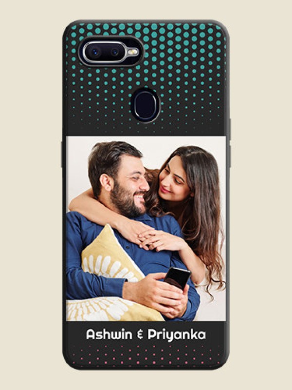 Custom Faded Dots with Grunge Photo Frame and Text on Space Black Custom Soft Matte Phone Cases - Oppo F9