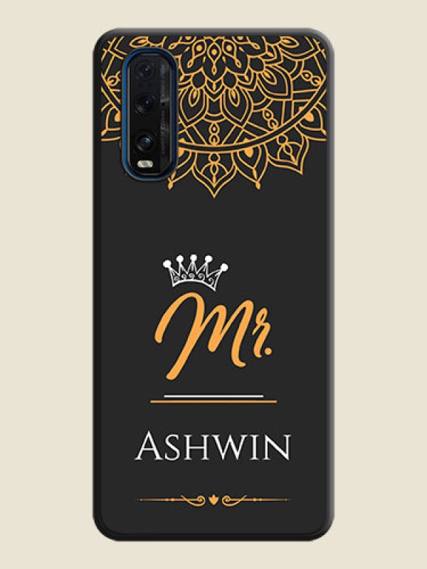 Custom Mr Name with Floral Design on Personalised Space Black Soft Matte Cases - Oppo Find X2