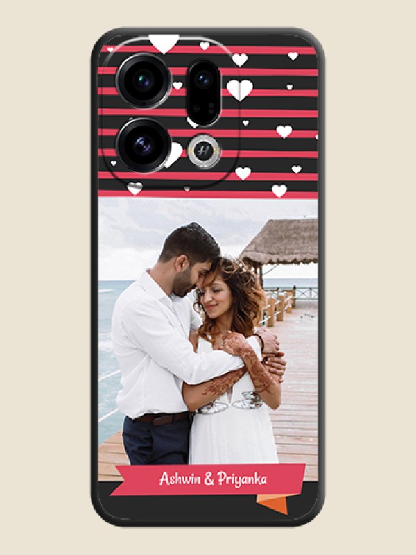 Custom White Color Love Symbols with Pink Lines Pattern On Space Black Custom Soft Matte Mobile Back Cover - Oppo Find X9 5G