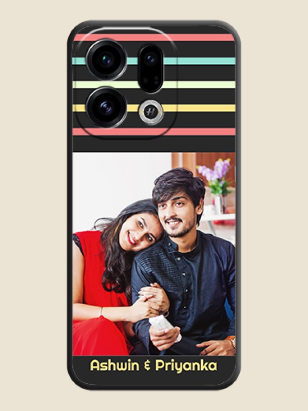 Custom Color Stripes with Photo and Text on Photo On Space Black Custom Soft Matte Mobile Back Cover - Oppo Find X9 5G