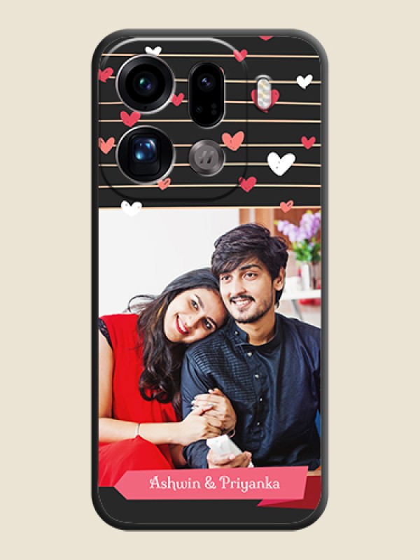Custom Love Pattern with Name on Pink Ribbon on Photo On Space Black Custom Soft Matte Mobile Back Cover - Oppo Find X9 Pro 5G
