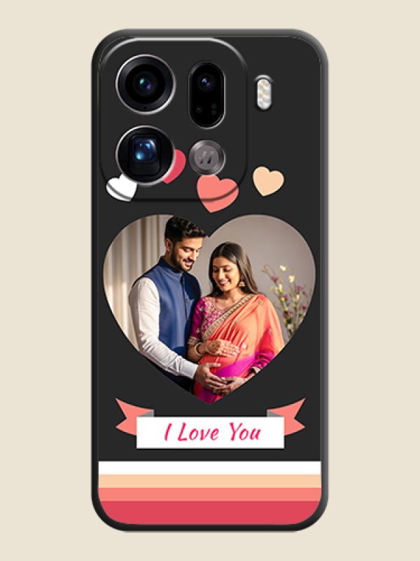 Custom Love Shaped Photo with Colorful Stripes On Space Black Custom Soft Matte Mobile Back Cover - Oppo Find X9 Pro 5G