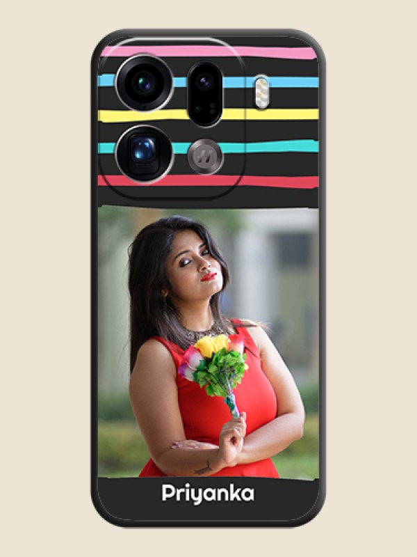 Custom Multicolor Lines with Image On Space Black Custom Soft Matte Mobile Back Cover - Oppo Find X9 Pro 5G