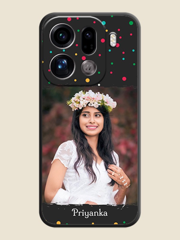 Custom Multicolor Dotted Pattern with Text On Space Black Custom Soft Matte Mobile Back Cover - Oppo Find X9 Pro 5G