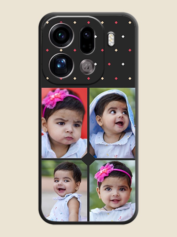 Custom Multicolor Dotted Pattern with 4 Image Holder On Space Black Custom Soft Matte Mobile Back Cover - Oppo Find X9 Pro 5G