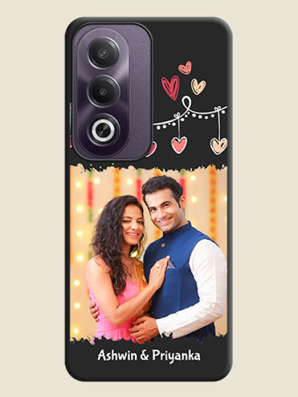 Custom Pink Love Hangings with Name On Space Black Custom Soft Matte Mobile Back Cover - Oppo K12x 5G