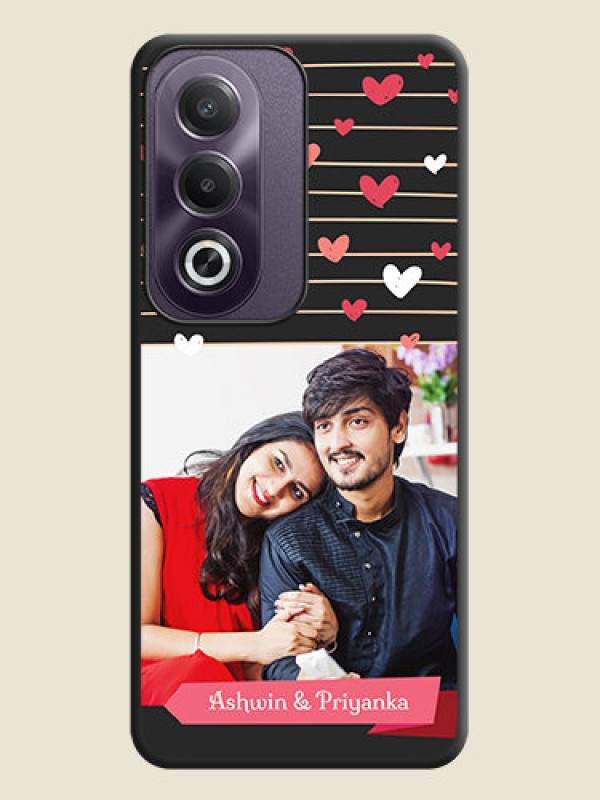 Custom Love Pattern with Name on Pink Ribbon on Photo On Space Black Custom Soft Matte Mobile Back Cover - Oppo K12x 5G