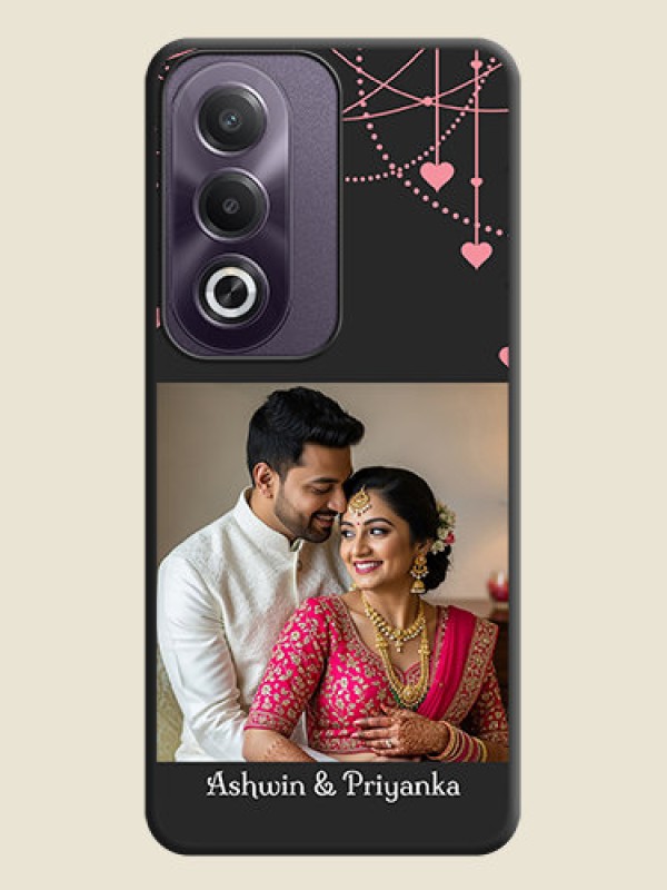Custom Pink Love Hangings with Text On Space Black Custom Soft Matte Mobile Back Cover - Oppo K12x 5G