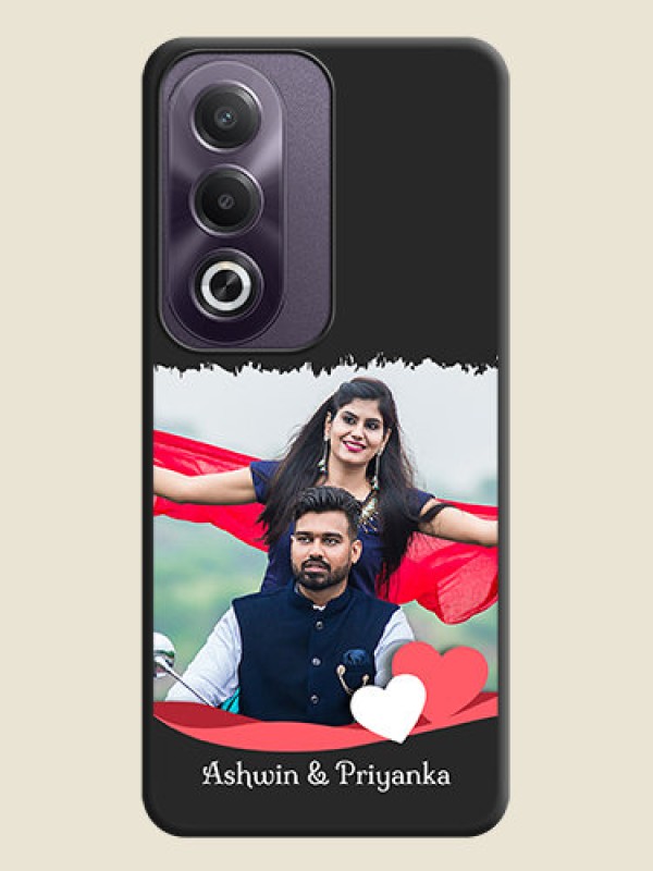 Custom Pin Color Love Shaped Ribbon Design with Text On Space Black Custom Soft Matte Mobile Back Cover - Oppo K12x 5G